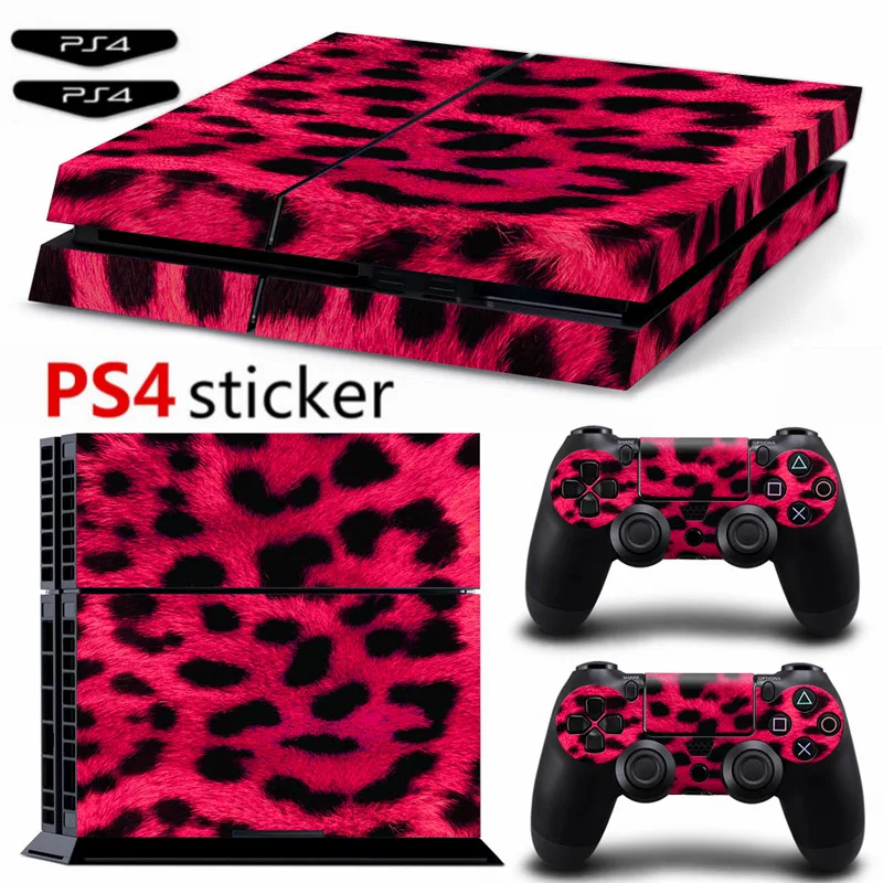 Наклейка для Ps4 с розовым и красным леопардовым принтом Виниловая наклейка PS4 2