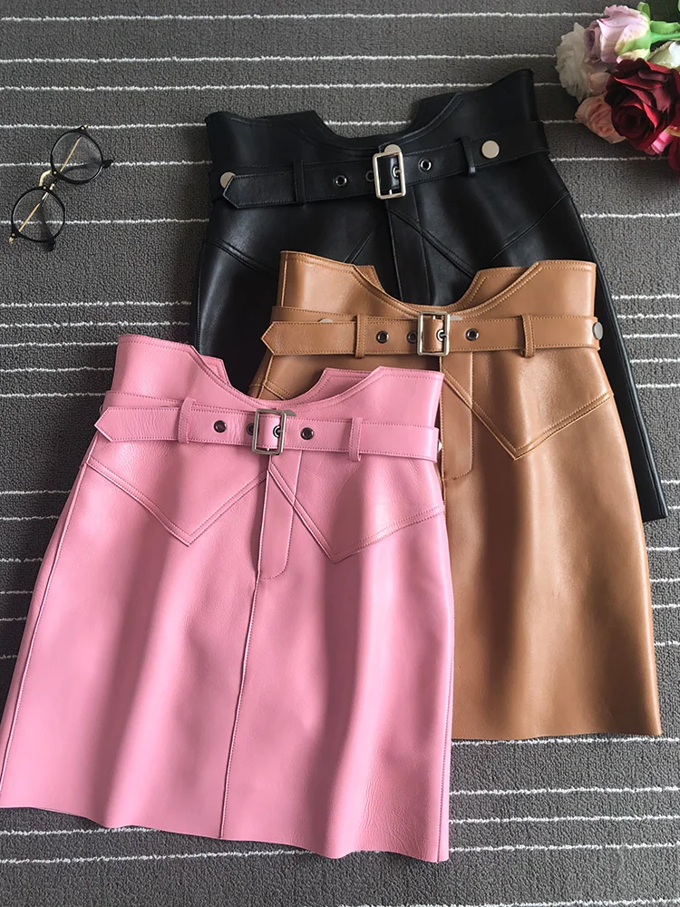 Women's high quality real leather Skirts 2019 spring autumn sheepskin high-waist mini Skirts A592
Women's high quality real leather Skirts 2019 spring autumn sheepskin high-waist mini Skirts A592