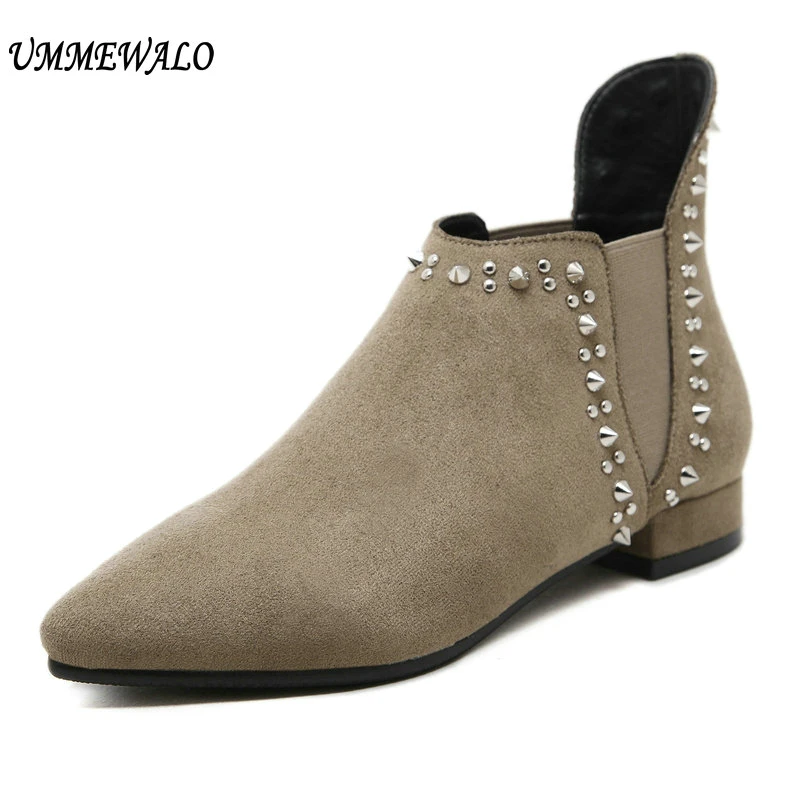 UMMEWALO Boots Women Suede Leather Boots Qualiy Pointed Toe Shoes Ladies Casual Autumn Winter Rivets Shoes botines mujer
UMMEWALO Boots Women Suede Leather Boots Qualiy Pointed Toe Shoes Ladies Casual Autumn Winter Rivets Shoes botines mujer
