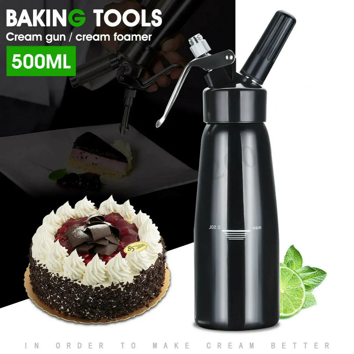 500ml Whipped Cream Butter Dispenser Whipper Foam Maker Stainless Steel Professional Cream Gun Maker Durable Safe
500ml Whipped Cream Butter Dispenser Whipper Foam Maker Stainless Steel Professional Cream Gun Maker Durable Safe