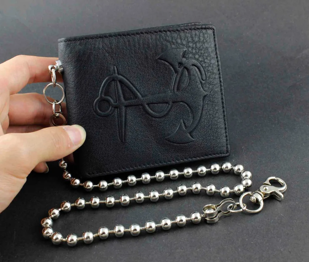 Мужской кожаный кошелек с цепочкой в стиле панк хип хоп|wallet purse|purse with chainhip hop wallet |