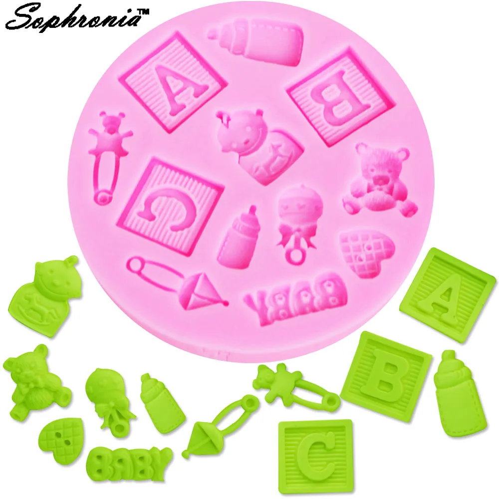 10 шт./компл. M016 ABC Baby Shower силиконовая форма бутылка Trojans Bear Fondant инструмент для