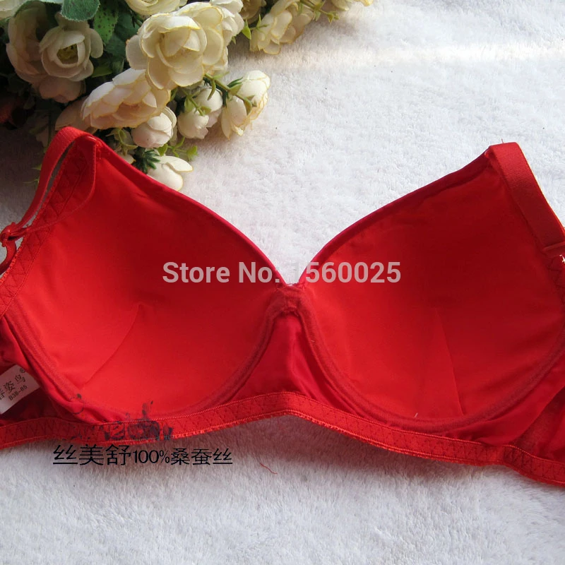 Pure silk Bra Silk Wireless Sponge Thin 100% Mulberry Glossy Sexy Bras 32/70-42/95B FREE SHIPPING | Женская одежда