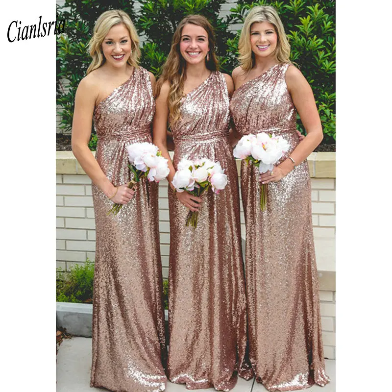 Rose Gold One Shoulder Sequined Long Bridesmaid Dresses With Pleat Wedding Guest Dress For Wedding Party vestido madrinha
Rose Gold One Shoulder Sequined Long Bridesmaid Dresses With Pleat Wedding Guest Dress For Wedding Party vestido madrinha