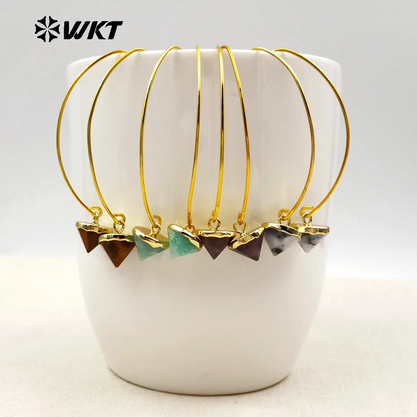 WKT WT-E409 Charming 24K Metal Electroplated Fashion Jewelry Colorful Cone Shape Natural Stone Women Earrings for Gift
WKT WT-E409 Charming 24K Metal Electroplated Fashion Jewelry Colorful Cone Shape Natural Stone Women Earrings for Gift