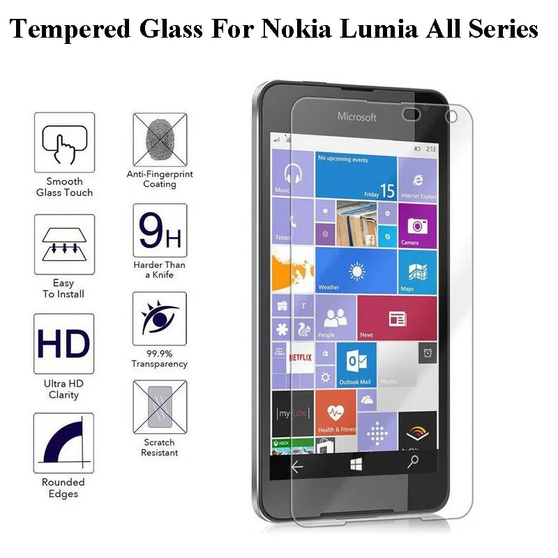 Закаленное стекло для Nokia Lumia 640 532 535 540 550 630 635 730 830 925 950 1020 защитная пленка экрана