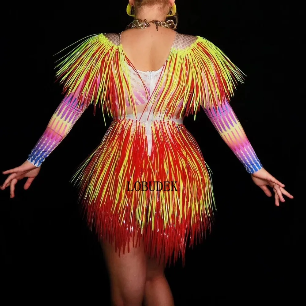 Elastic Long Leotard Orange Tassels Bodysuit Women Nightclub Stage Wear Sexy DJ Singer Jazz Dance Costume Team Party Show Outfit
Elastic Long Leotard Orange Tassels Bodysuit Women Nightclub Stage Wear Sexy DJ Singer Jazz Dance Costume Team Party Show Outfit