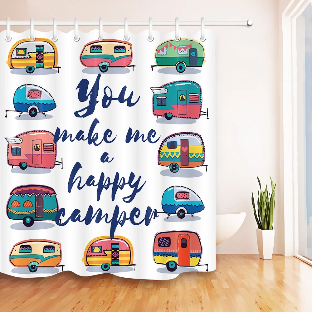 LB Happy Camper Shower Curtain Car Travel Modern Bathroom White Waterproof Polyester Fabric for Bathtub Home Decor with 12 Hooks
LB Happy Camper Shower Curtain Car Travel Modern Bathroom White Waterproof Polyester Fabric for Bathtub Home Decor with 12 Hooks