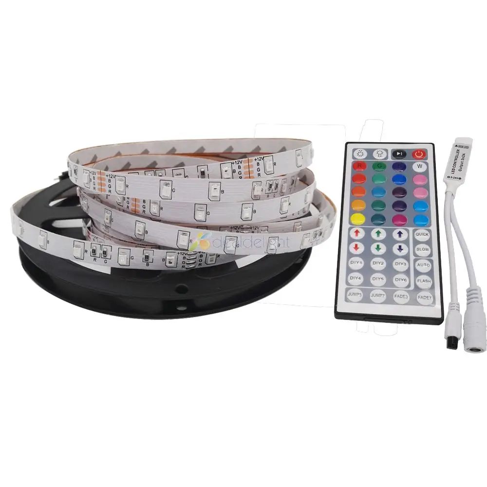 3528 SMD 300 Leds Non-Waterproof Flexible RGB Color Changing LED Strip DC12V 5M/Lot +44 key IR Remote Controller
3528 SMD 300 Leds Non-Waterproof Flexible RGB Color Changing LED Strip DC12V 5M/Lot +44 key IR Remote Controller