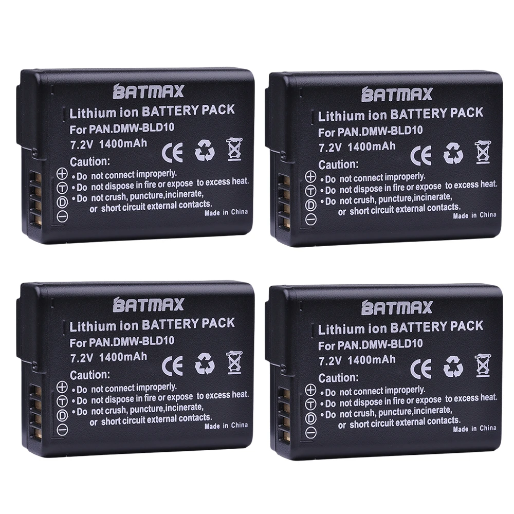 4 шт. 1400 мАч DMW-BLD10E DMW BLD10E батареи для Panasonic DMW-BLD10 DMW-BLD10PP Lumix DMC-G3 DMC-GF2 DMC-GX1 | Электроника