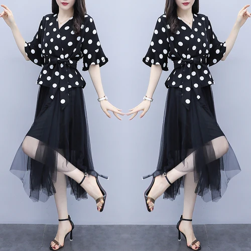 Plus Size 5xl Two Piece Set Top And Skirt Polka Dot Ensemble Femme Deux Pieces Office Lady Conjunto Feminino Skirt Set
Plus Size 5xl Two Piece Set Top And Skirt Polka Dot Ensemble Femme Deux Pieces Office Lady Conjunto Feminino Skirt Set