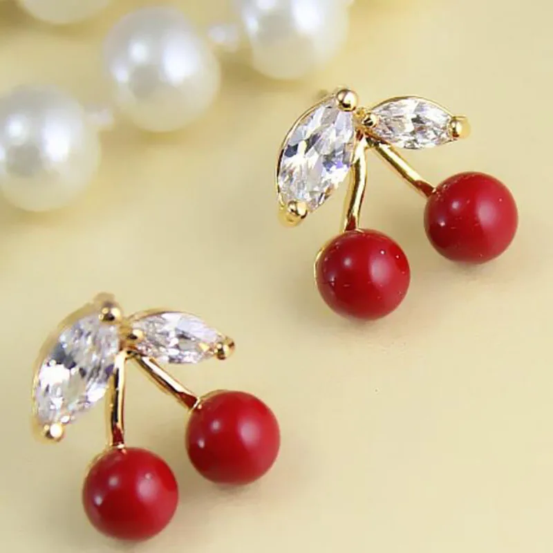 2018 New zircon small stud earrings Cute Lovely Red Cherry Ear studs For Woman Jewelry Boucle D'oreille Femme
2018 New zircon small stud earrings Cute Lovely Red Cherry Ear studs For Woman Jewelry Boucle D'oreille Femme
