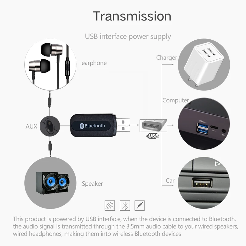 Беспроводной usb bluetooth приемник мм 3 5 Jack аудио автомобильный Bluetooth Aux стерео
