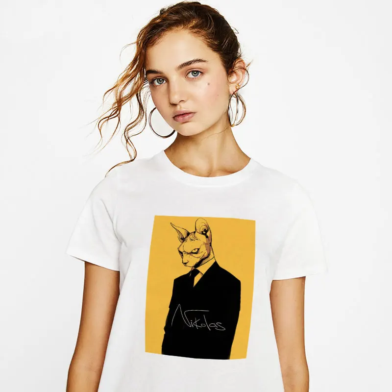 New Arrivals Cool Suit Cat Sphynx Printed T-shirt Harajuku Fashion Women Canadian Hairless Short Sleeve Korean Tshirt Tops Tees
New Arrivals Cool Suit Cat Sphynx Printed T-shirt Harajuku Fashion Women Canadian Hairless Short Sleeve Korean Tshirt Tops Tees