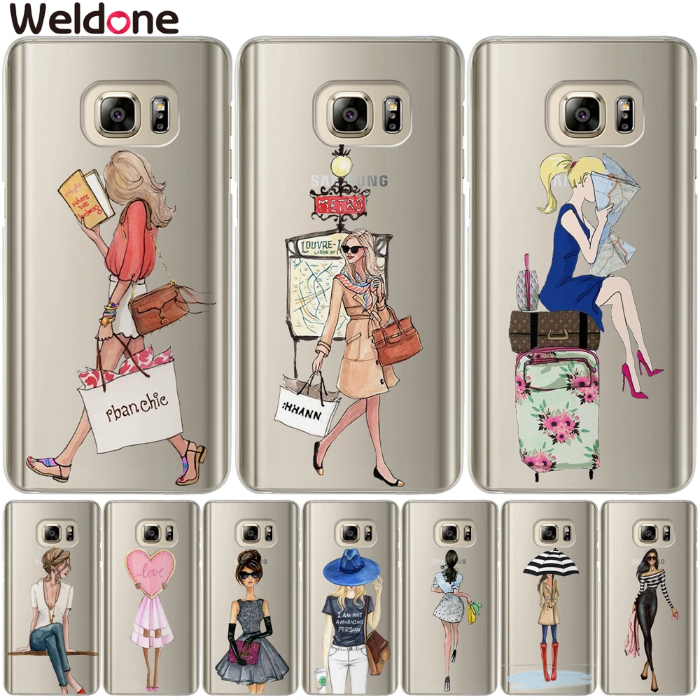 Модный чехол для девочек Weldone Samsung S9 Plus S7 S6 Edge S8 G530 J3 J7 J5 J2 prime 2016 2017 городские