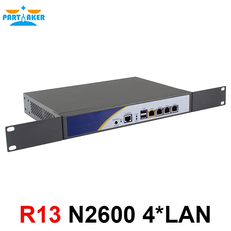 Причастником R13 4 * RJ45 1000 м LAN Rack брандмауэр маршрутизатор сетевой сервер с intel N2600