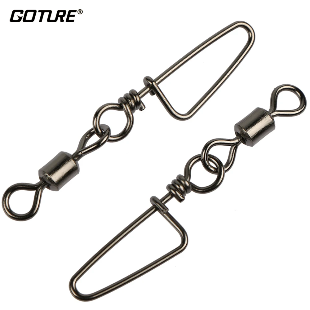 Goture 200pcs/bag Fishing Swivel Rolling Swivel with Coastlock Snap Size 6, 4, 2 Hook Lure Connector Terminal Fishing Tackle
Goture 200pcs/bag Fishing Swivel Rolling Swivel with Coastlock Snap Size 6, 4, 2 Hook Lure Connector Terminal Fishing Tackle