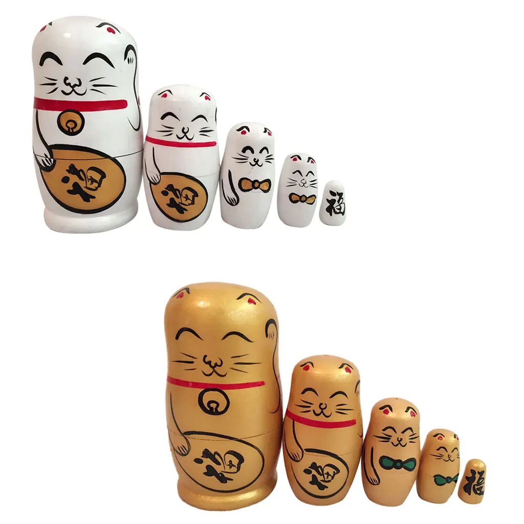 High Quality 5PCS Hand Painted Wooden Matryoshka Lovely Fortune Cat Russian Nesting/nested Dolls Birthday Gift for Kid Children
High Quality 5PCS Hand Painted Wooden Matryoshka Lovely Fortune Cat Russian Nesting/nested Dolls Birthday Gift for Kid Children