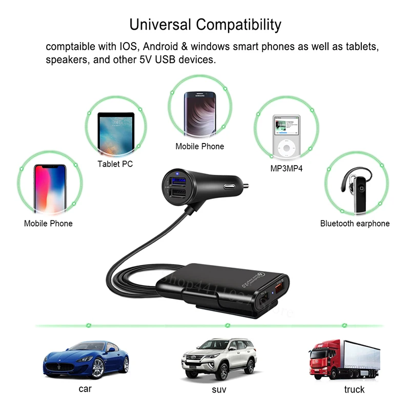 4 Порты QC 3 0 Быстрая зарядка USB аксессуары для автомобильного зарядного