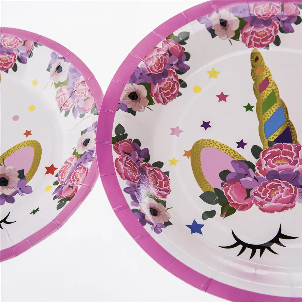 6 шт./набор Единорог тема посуда еда день рождения розовая Тема Вечеринка