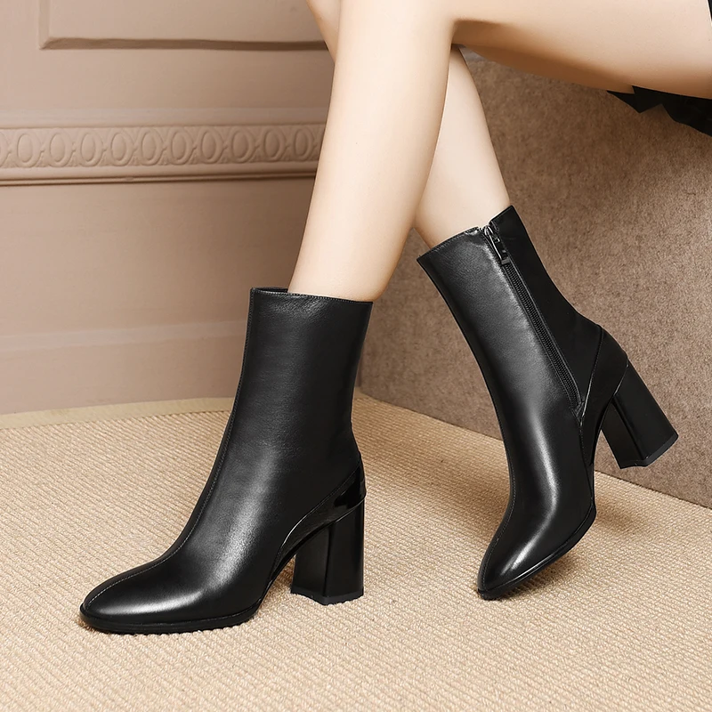 WETKISS Office Thick High Heels Women Ankle Boots Square Toe Zip Footwear Genuine Leather Female Boot Shoes Woman 2019 Spring
WETKISS Office Thick High Heels Women Ankle Boots Square Toe Zip Footwear Genuine Leather Female Boot Shoes Woman 2019 Spring
