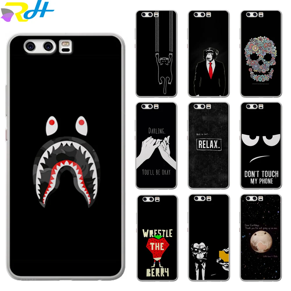 Чехол для Huawei P20 lite черный и белый P8 Coque Etui P Smart P9 P10 Lite Plus P30 Pro|Чехлы-накладки| |