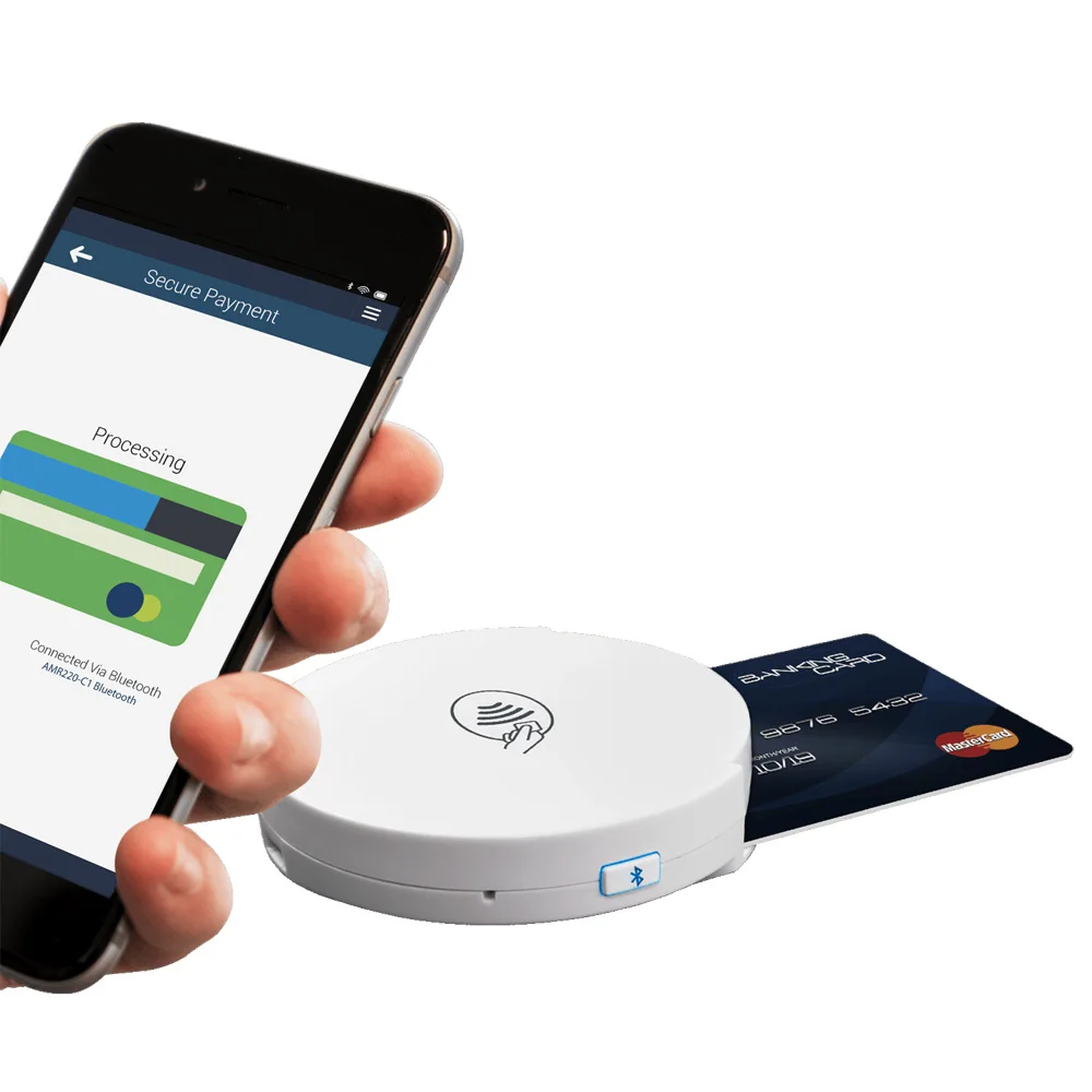 2019 AMR220-C1 Secure Wireless Bluetooth mPOS NFC Dual reader writer support ISO7816 ISOI4443 NFC Cards for Mobile payment
2019 AMR220-C1 Secure Wireless Bluetooth mPOS NFC Dual reader writer support ISO7816 ISOI4443 NFC Cards for Mobile payment