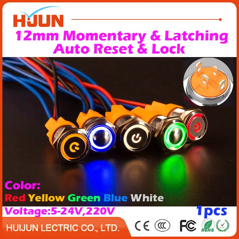 1pcs 12mm Waterproof Momentary Latching Stainless Steel Metal Push Button Switch Circular Light Power Supply LED Auto Reset Lock
1pcs 12mm Waterproof Momentary Latching Stainless Steel Metal Push Button Switch Circular Light Power Supply LED Auto Reset Lock