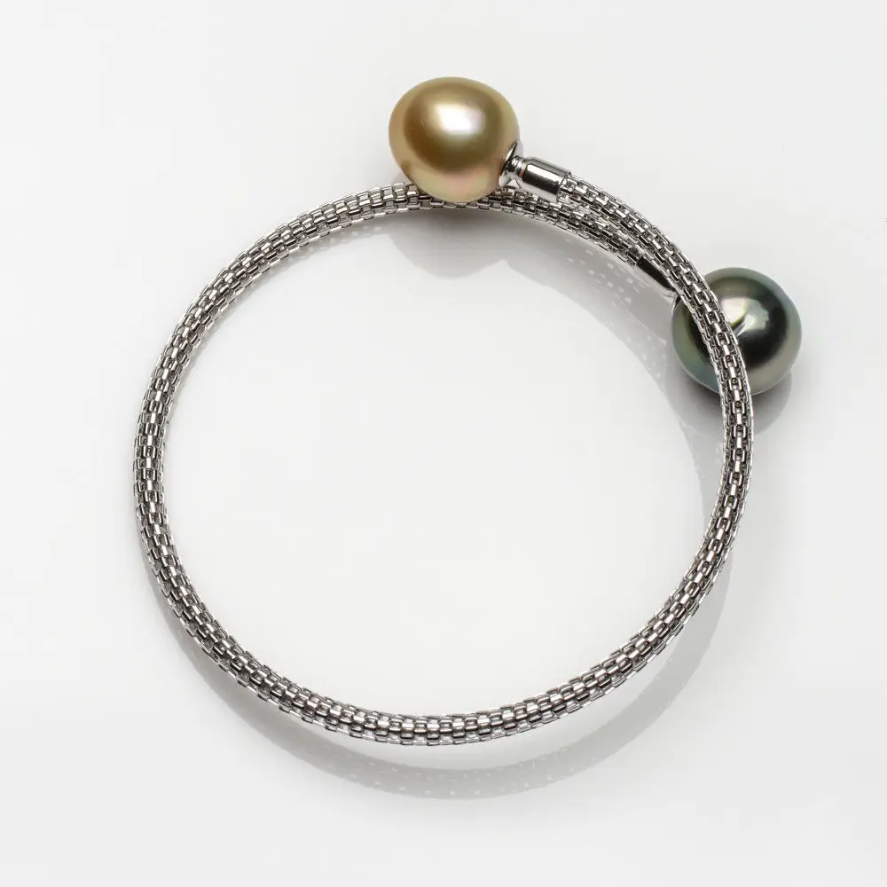 12.5-13mm Multicolor Genuine South Sea Pearl Tahitian Bracelet 925 Silver |
