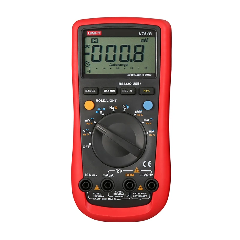 UNI-T UT61B Современные Цифровые мультиметры AC/DC ток напряжения C/F тестер температуры поддерживает кабель USB и RS-232
UNI-T UT61B Современные Цифровые мультиметры AC/DC ток напряжения C/F тестер температуры поддерживает кабель USB и RS-232