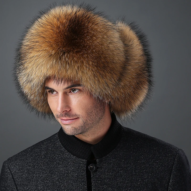 

Fur hat with ear 2021 Fashion Autumn Fox Fur Hat Male Winter Mink Fur Hat Man Lei Feng Ear The Whole Northeast Thickened Outdoor