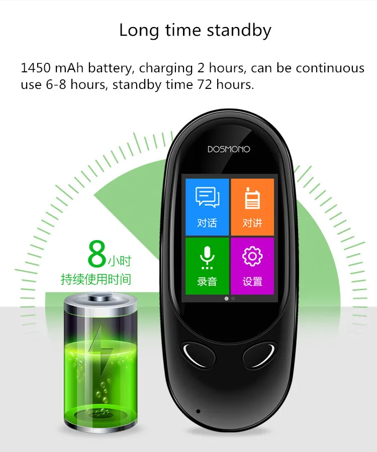DOSMONO MINI+ Interpreter AI Voice translator Offline smart translator 2.0" touch screen 72 languages
DOSMONO MINI+ Interpreter AI Voice translator Offline smart translator 2.0" touch screen 72 languages