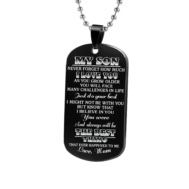 TO MY SON/DAUGHTER Stainless Steel Pendant Necklaces Engrave Name Love Dad/Mom ID Tag Necklaces Customized Logo Jewelry
TO MY SON/DAUGHTER Stainless Steel Pendant Necklaces Engrave Name Love Dad/Mom ID Tag Necklaces Customized Logo Jewelry