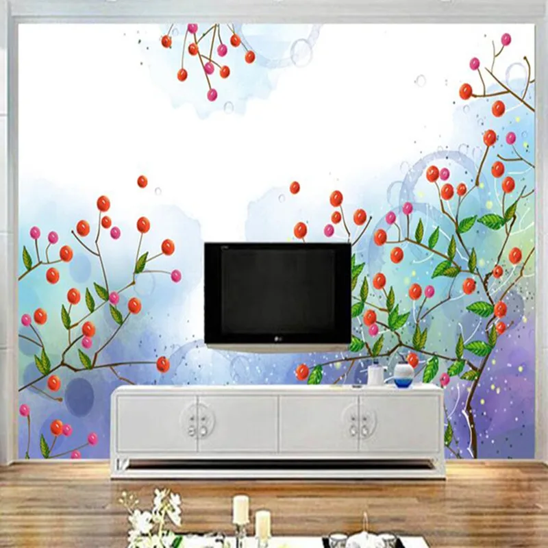 

Cartoon Wallpapers Abstract Art flower Mural Wallpaper for Kids Room Wall Papers Home Decor Cute Wallpapers Fantasy Safflower