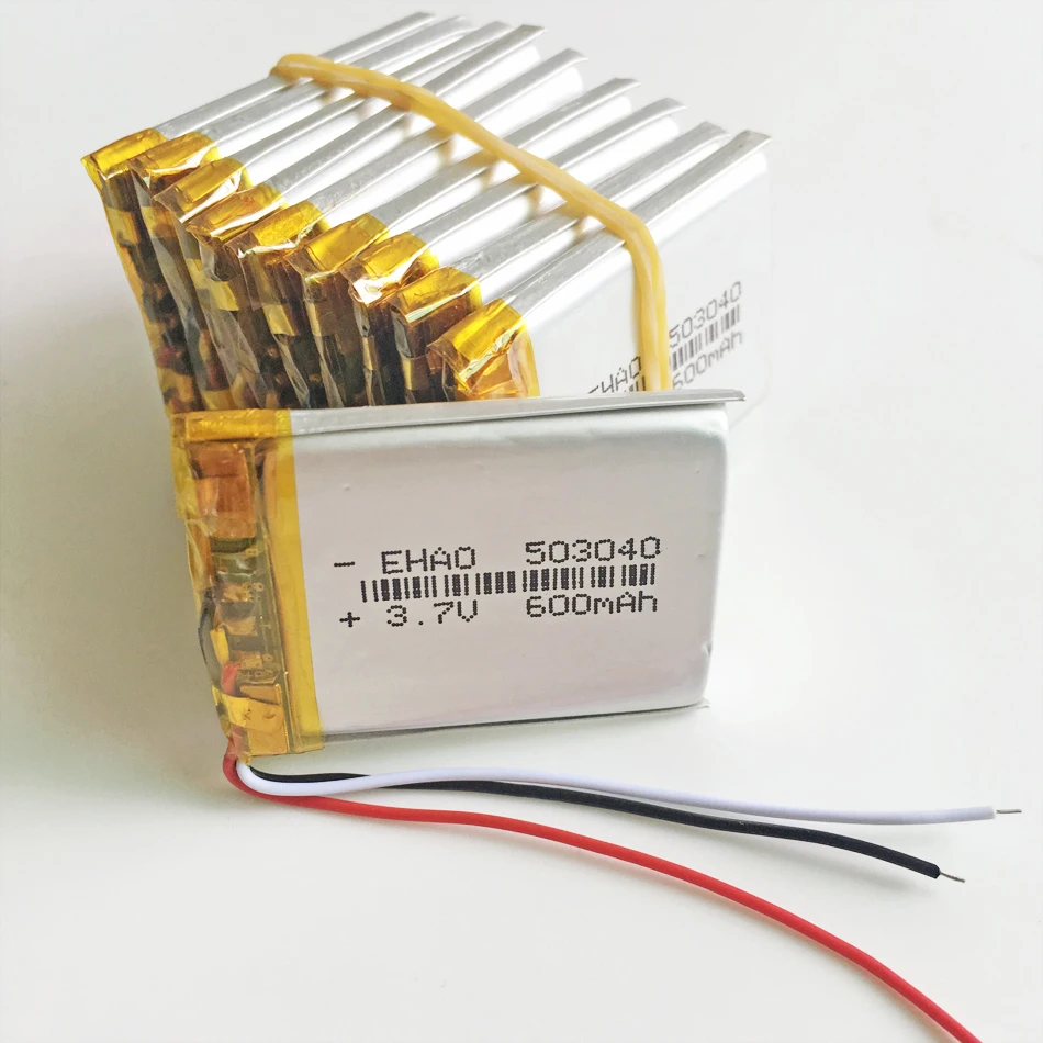 10 PCS 3.7V 600mAh Lithium Polymer Rechargeable Battery 3 Wires 503040 Li-Po For Mp3 DVD Camera GPS PSP Bluetooth
10 PCS 3.7V 600mAh Lithium Polymer Rechargeable Battery 3 Wires 503040 Li-Po For Mp3 DVD Camera GPS PSP Bluetooth