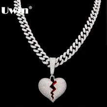 Ожерелье Uwin с кулоном в виде разбитого сердца кубическим