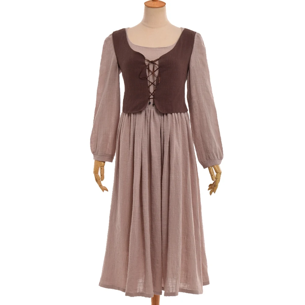 Фото Демисезонный Ретро женское платье дамы Victoria в винтажном стиле с длинным рукавом