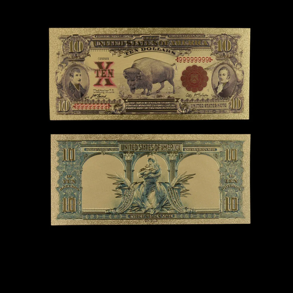 NEW 24K America Colorful Gold Banknote 10 Dollars Gold Plated Banknote for Souvenirs Fake Bank Note Bills Decorations
NEW 24K America Colorful Gold Banknote 10 Dollars Gold Plated Banknote for Souvenirs Fake Bank Note Bills Decorations