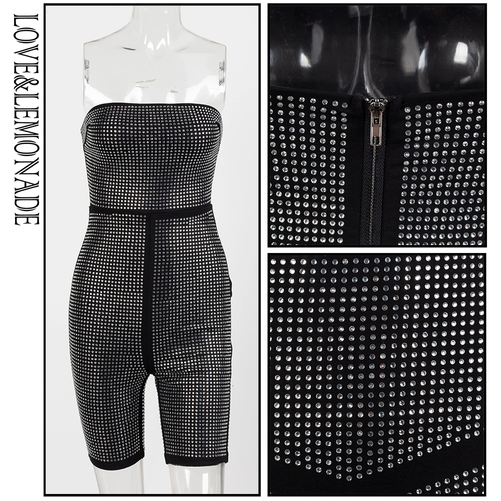 LOVE & LEMONADE Sexy Black Wrapped Chest Diamond Glue Decoration Bodycon Playsuit LM81563
LOVE & LEMONADE Sexy Black Wrapped Chest Diamond Glue Decoration Bodycon Playsuit LM81563