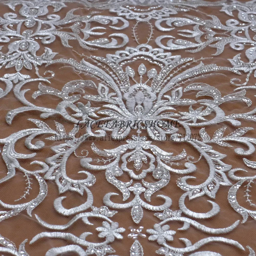 High end exquisite off white water soluble sequins embroidery fabric stage performance clothes/evening dress lace fabric 1yard
High end exquisite off white water soluble sequins embroidery fabric stage performance clothes/evening dress lace fabric 1yard