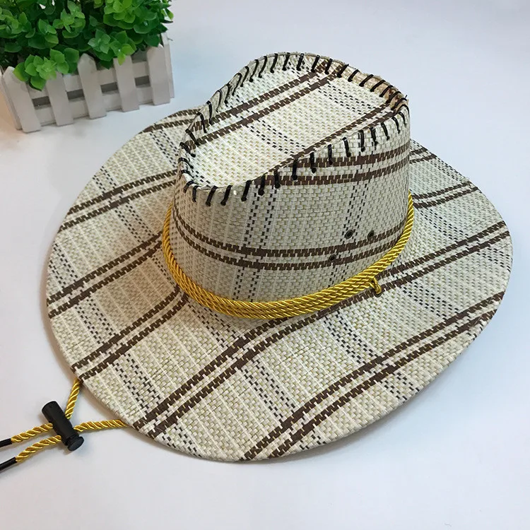 Фото Летняя соломенная шляпа ручной работы для мужчин и женщин ковбойская