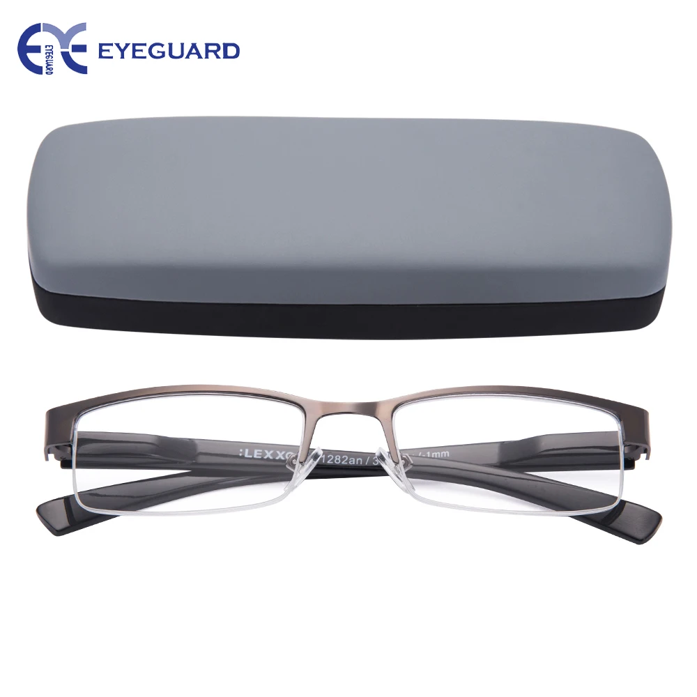 EYEGUARD Readers Reading Glasses Metal High Deluxe Rectangular Half Frame Business Men Gun & Grey
EYEGUARD Readers Reading Glasses Metal High Deluxe Rectangular Half Frame Business Men Gun & Grey