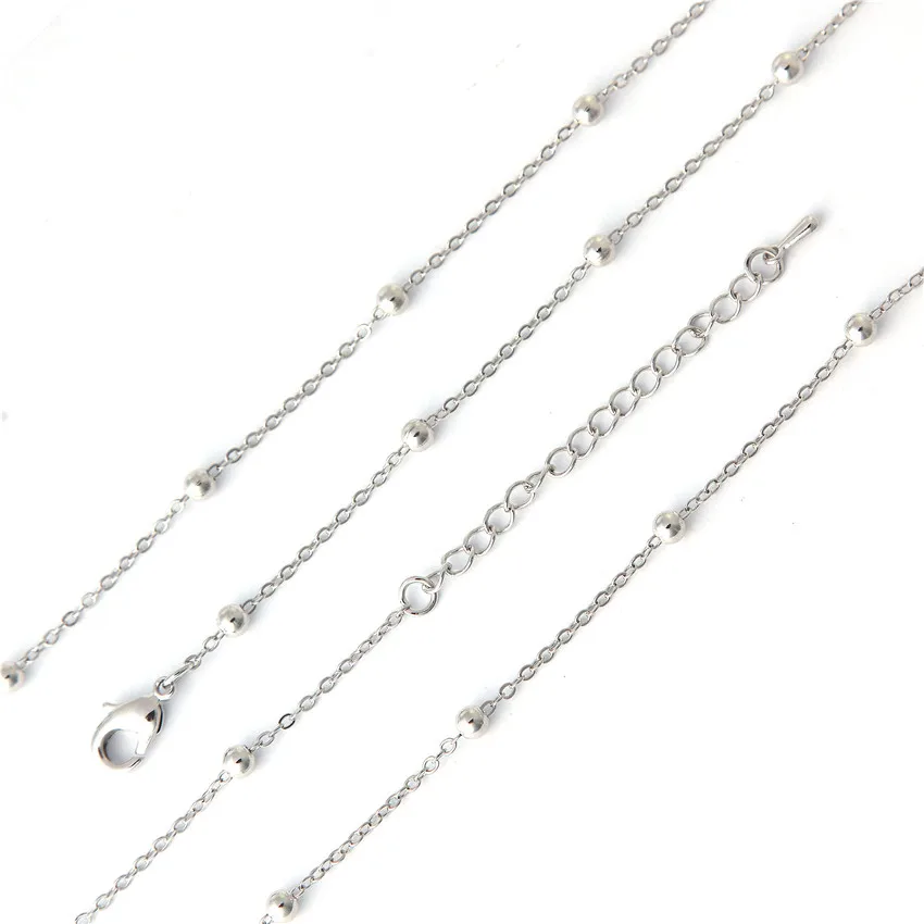 Фото 1 шт. женская посеребренная цепочка с бусинами 80 см|chain with beads|chain - купить