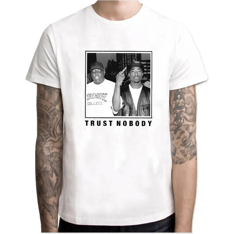 Trust Nobody Тупак 2pac Шакур пресловутой Большая мужская футболка с принтом Мужская Homme