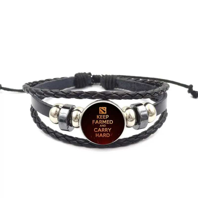 Games Dota 2 Logo Black Leather Bracelet Bangle Cartoon Jewelry For Women Girls Handmade | Украшения и аксессуары