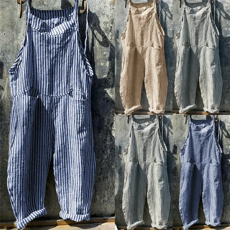 HIRIGIN Women Casual Loose Linen Cotton Jumpsuit Lady Strap Harem Strped Pockets Overalls
HIRIGIN Women Casual Loose Linen Cotton Jumpsuit Lady Strap Harem Strped Pockets Overalls