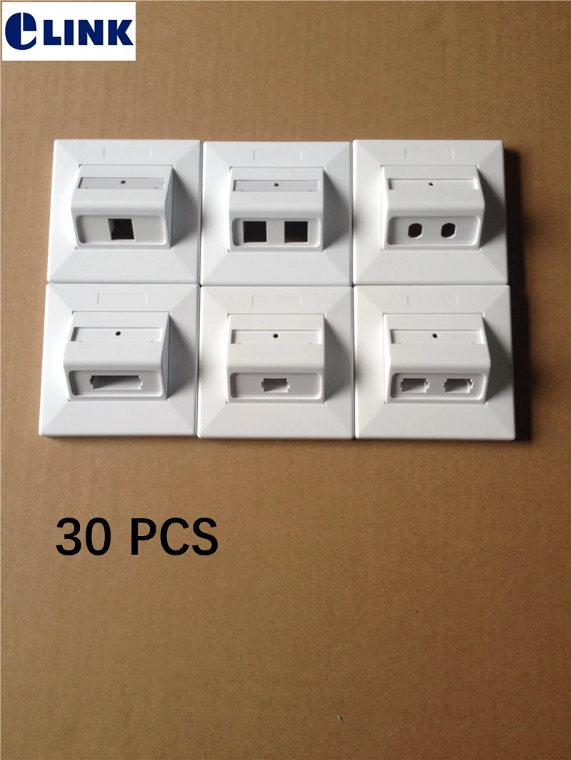 

30 PCS LC SC ST faceplate without adapter SM MM ftth SX DX white color ABS Wall outlet 2 core 1core fiber optical face plate 86