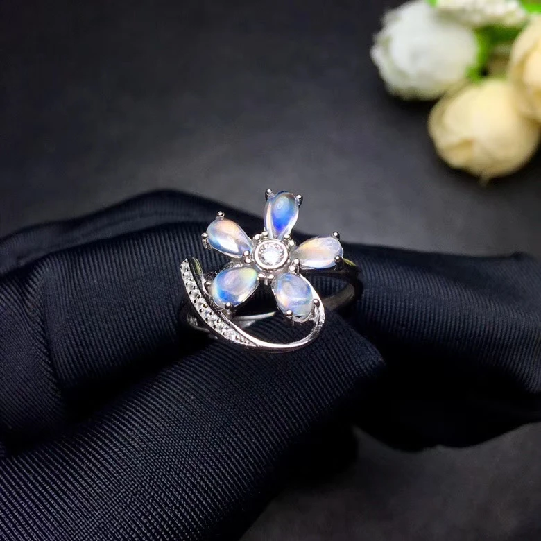 Fashion elegance Flower surround Natural light blue moonstone Ring S925 Silver Natural gemstone Ring Women party gift Jewelry
Fashion elegance Flower surround Natural light blue moonstone Ring S925 Silver Natural gemstone Ring Women party gift Jewelry