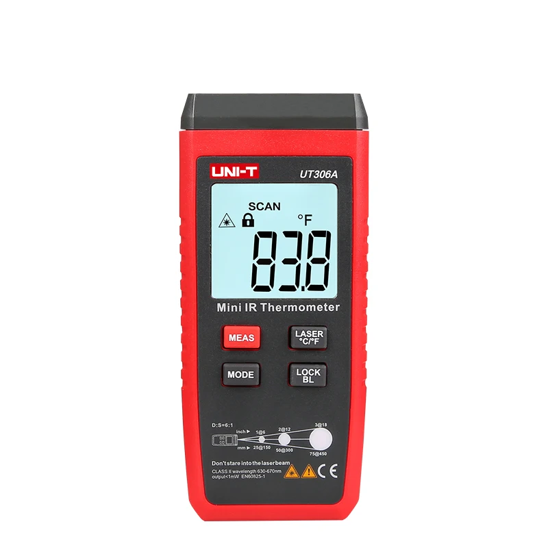 UNI-T UT306A Мини ИК измеритель температуры C/F выбор-35C ~ 300C пирометр подсветка данных
UNI-T UT306A Мини ИК измеритель температуры C/F выбор-35C ~ 300C пирометр подсветка данных