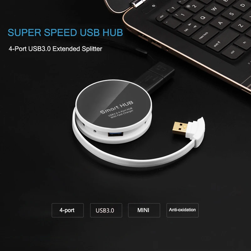 Круглый Концентратор для хранения USB3.0 4 порта 5 Гбит/с Супер Скоростной порт USB